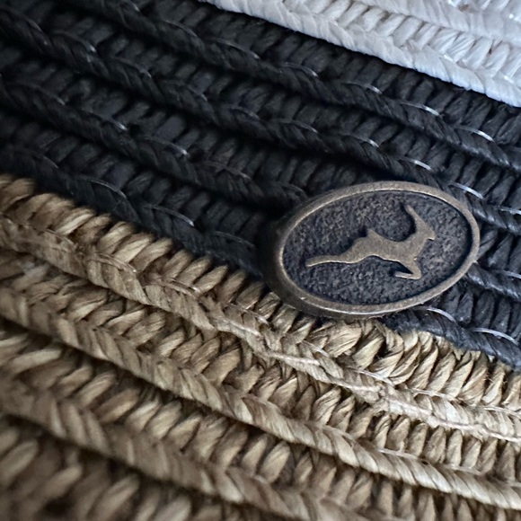 Women’s Straw Sun Floppy Packable Wide Beach Hat Gold Mix Tan and Black Sun Hat - Picture 11 of 12